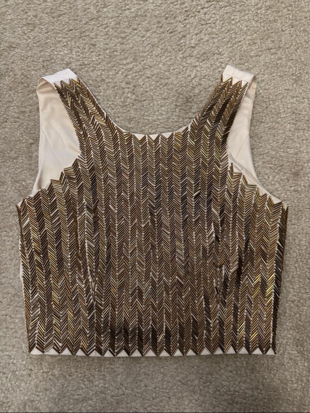 KEEPSAKE the Label Gold Chevron Embellished Crop Top